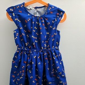 Kids blue bow dress with pockets